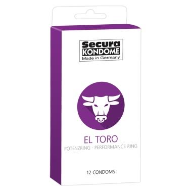 Secura kondomy El Toro s erekčním kroužkem 12 ks